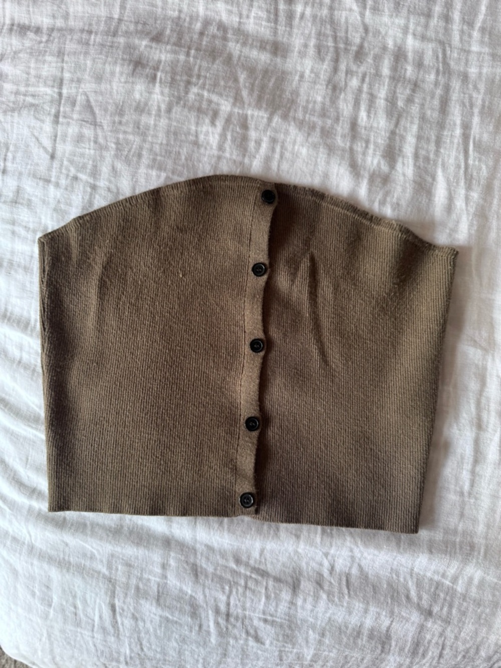 Commense Olive Brown Button-Front Mini Skirt